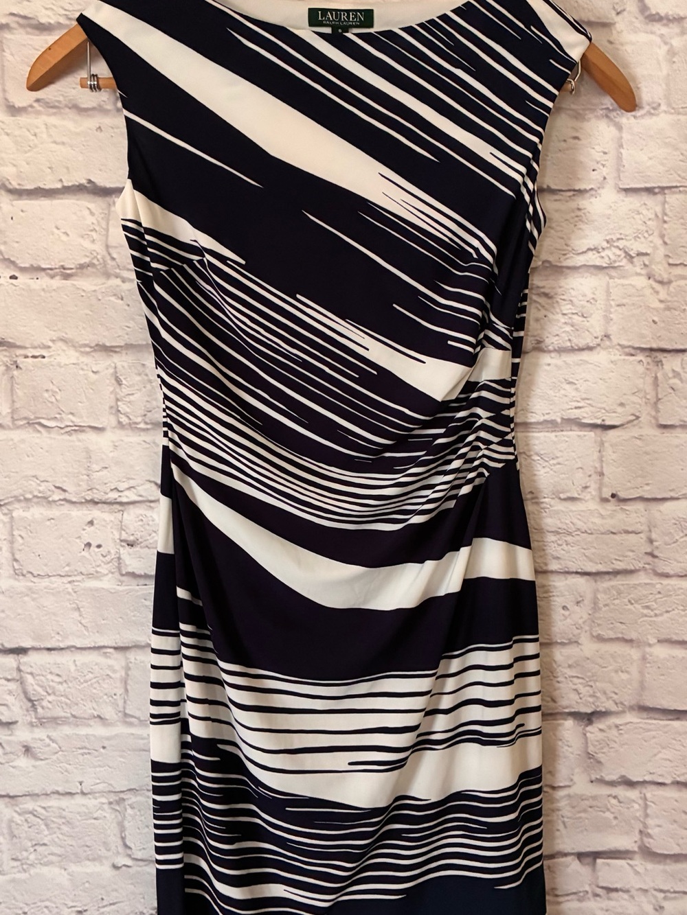 LAUREN Ralph Lauren Navy & White Striped Sleeveless Sheath Dress - Size 6